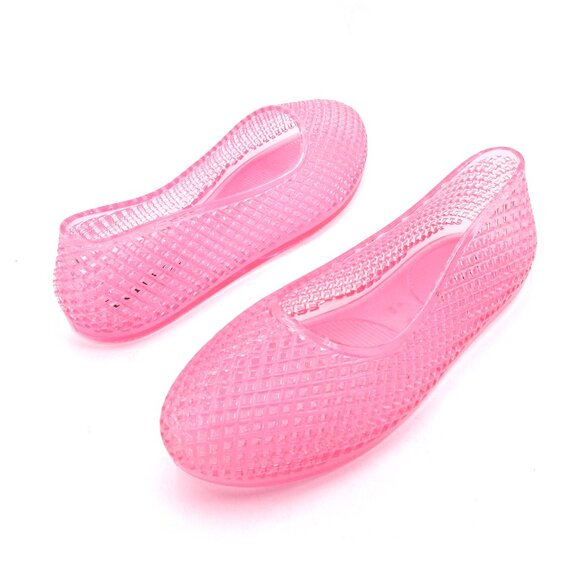 Lurneyt Women's PINK Glitter Jelly Flexible Ballet Flats Breathable Mesh Design - Picture 4 of 4
